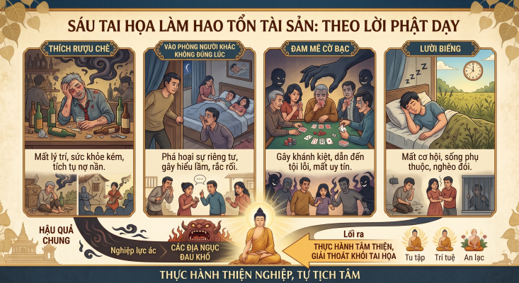 6 Tai họa làm hao tổn tài sản theo lời phật dạy